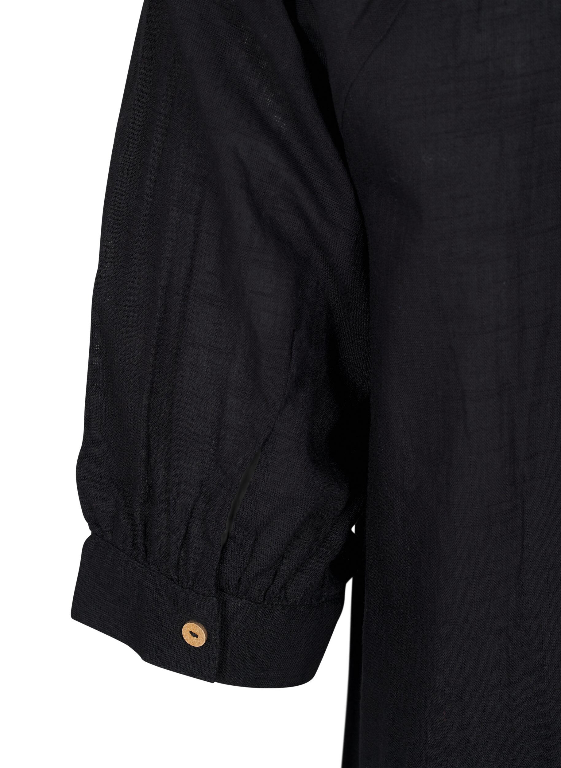 Zizzi Bawelniana tunika z dekoltem w serek, Czarne, Packshot image number 3