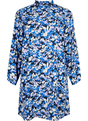 FLASH – sukienka w kwiaty z dlugim rekawem, Blue Purple Flower, Packshot image number 0