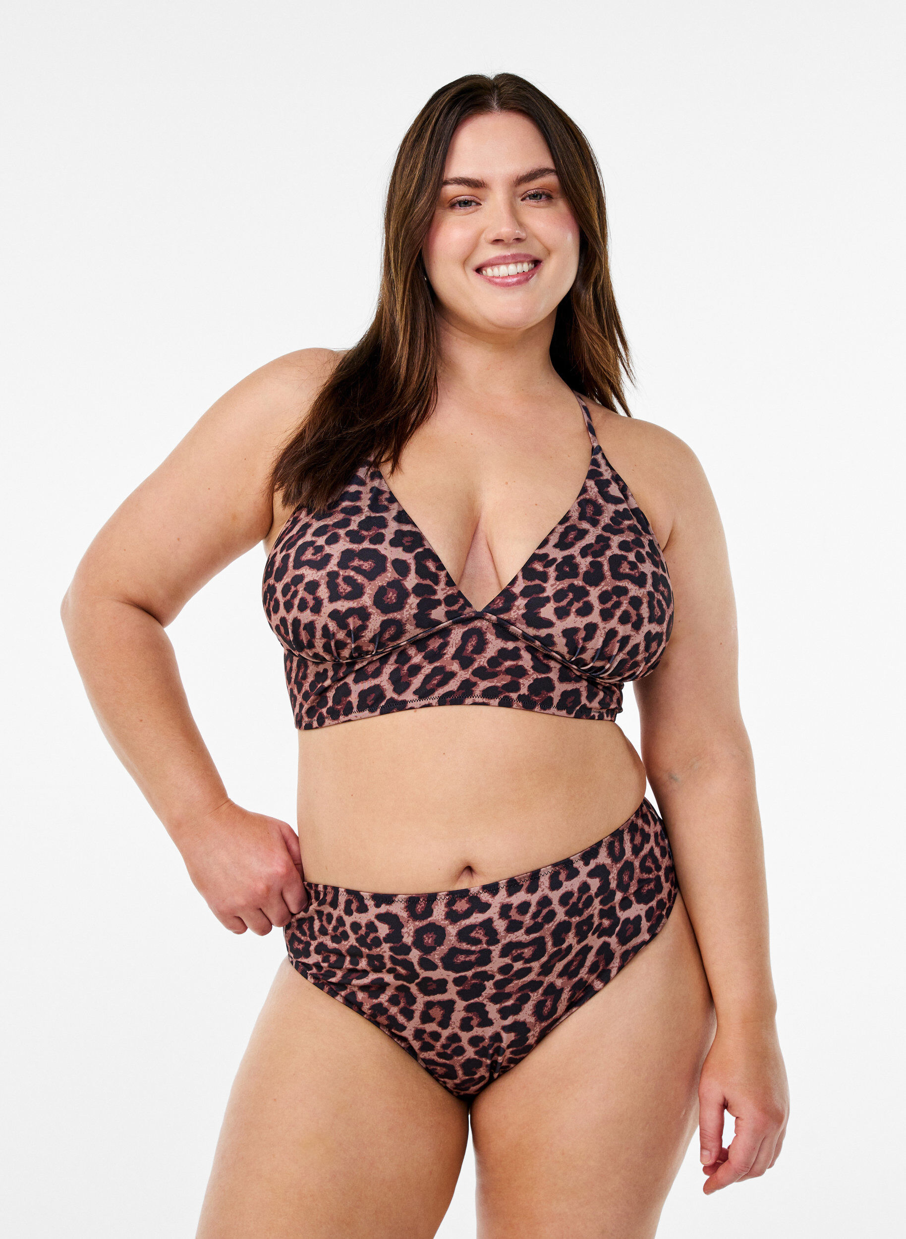 Zizzi Brazylijskie doly bikini w panterke, Beżowy, Model image number 0
