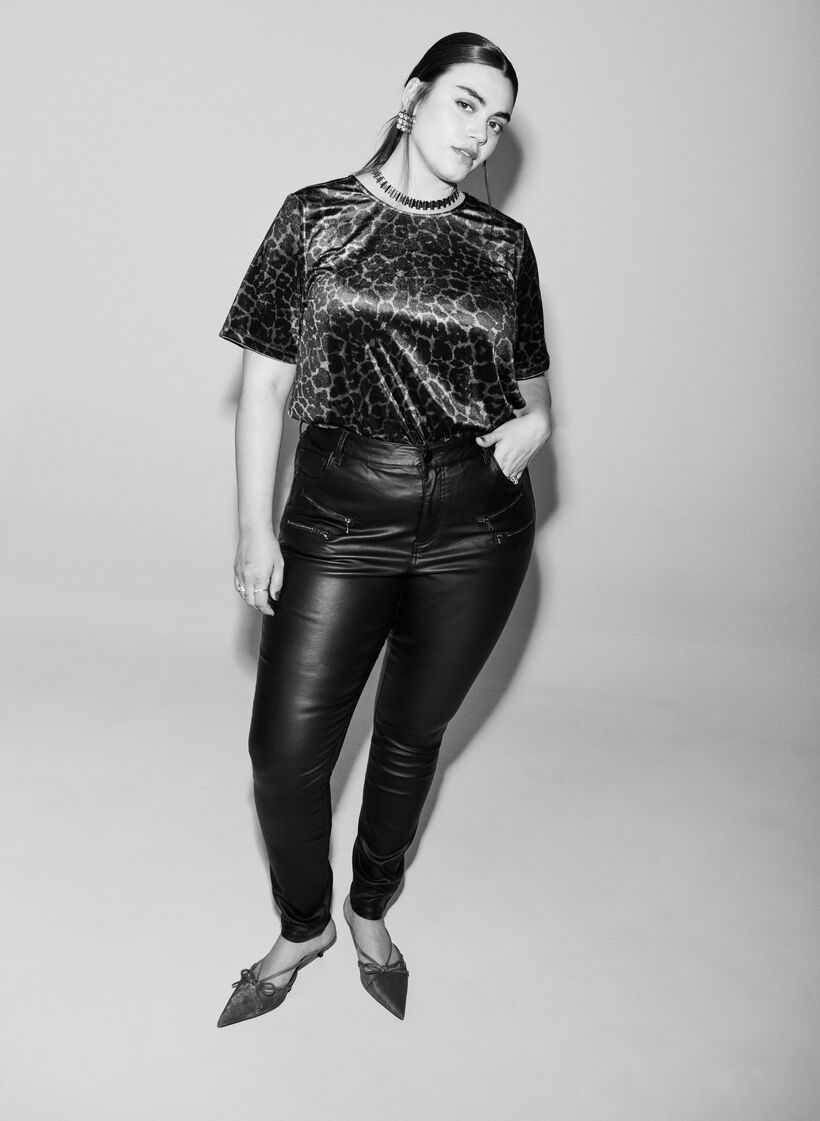 Powlekane jeansy Amy z suwakiem, Czarne, Image image number 0