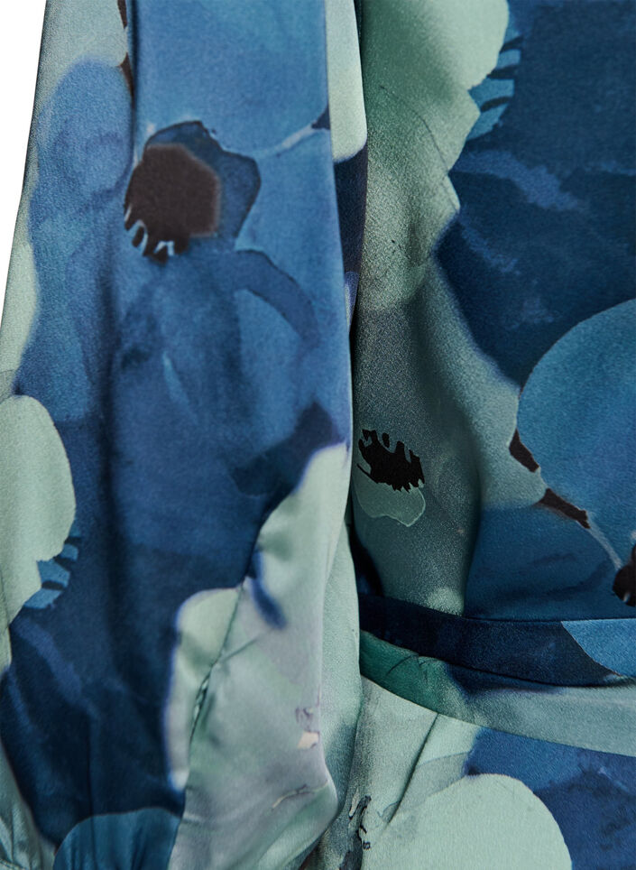 Kopertowa sukienka w kwiaty z rekawem 3/4, Wielokolorowy, Packshot image number 3