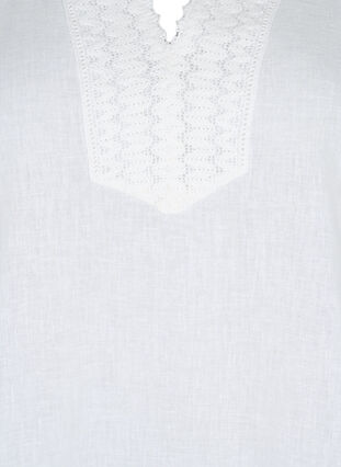 Bawelniana bluzka z szydelkowym detalem, White, Packshot image number 2