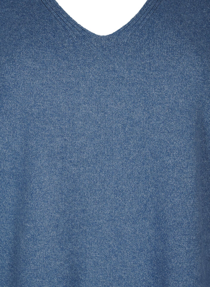 Dzianinowa bluzka z dekoltem w szpic, Bering S. White Mel., Packshot image number 2