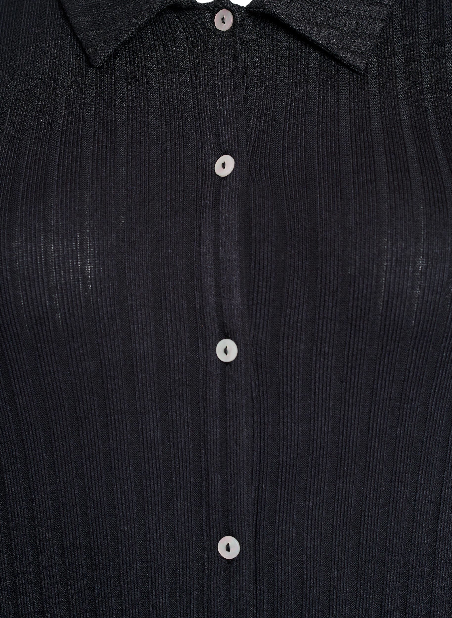 Zizzi Sukienka koszulowa z dzianiny do kolan z kr&oacute;tkim rekawem, Czarne, Packshot image number 2