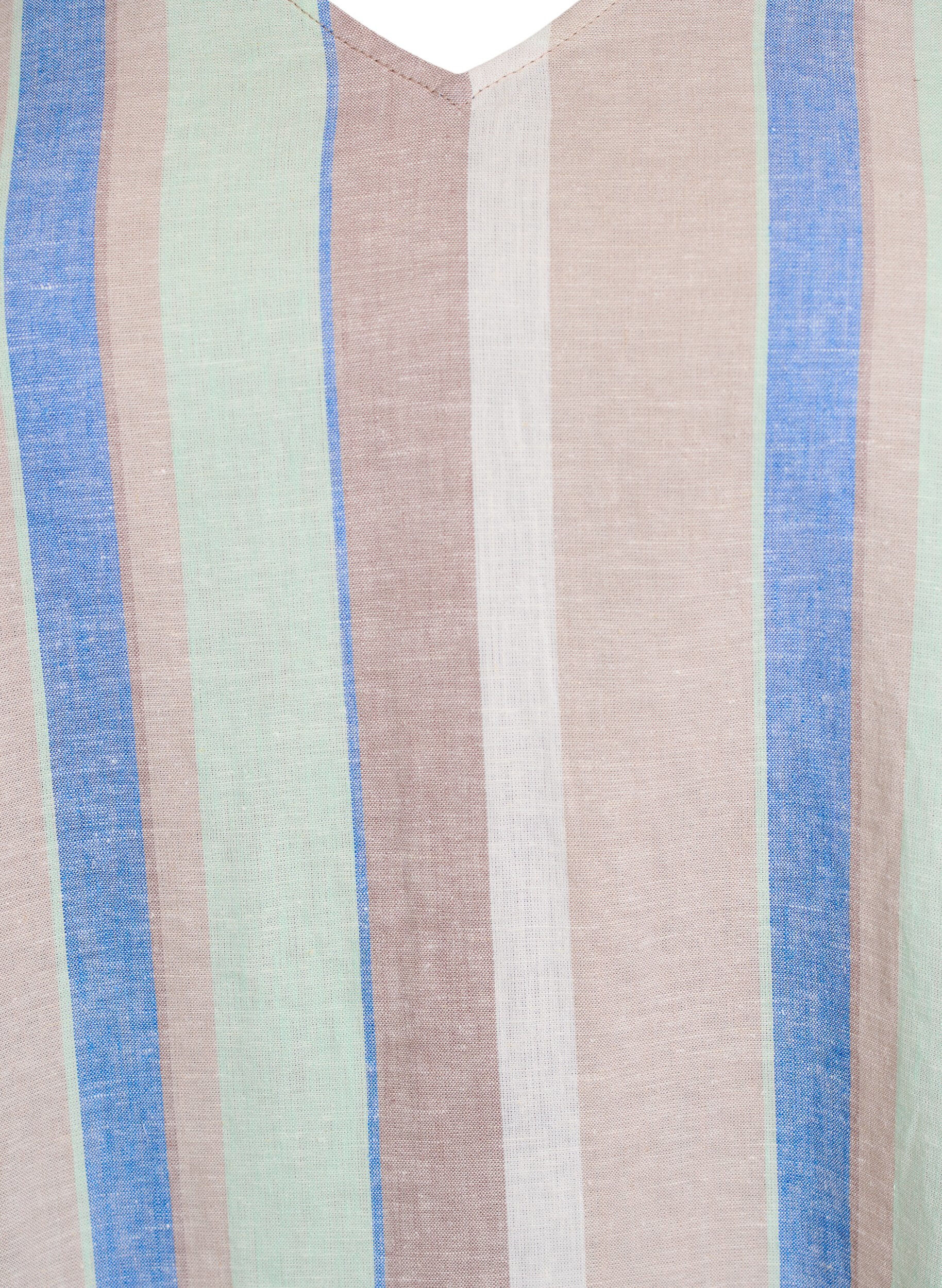 Zizzi Kr&oacute;tka sukienka z lnu i wiskozy z rekawami 3/4, Niebieskie, Packshot image number 2