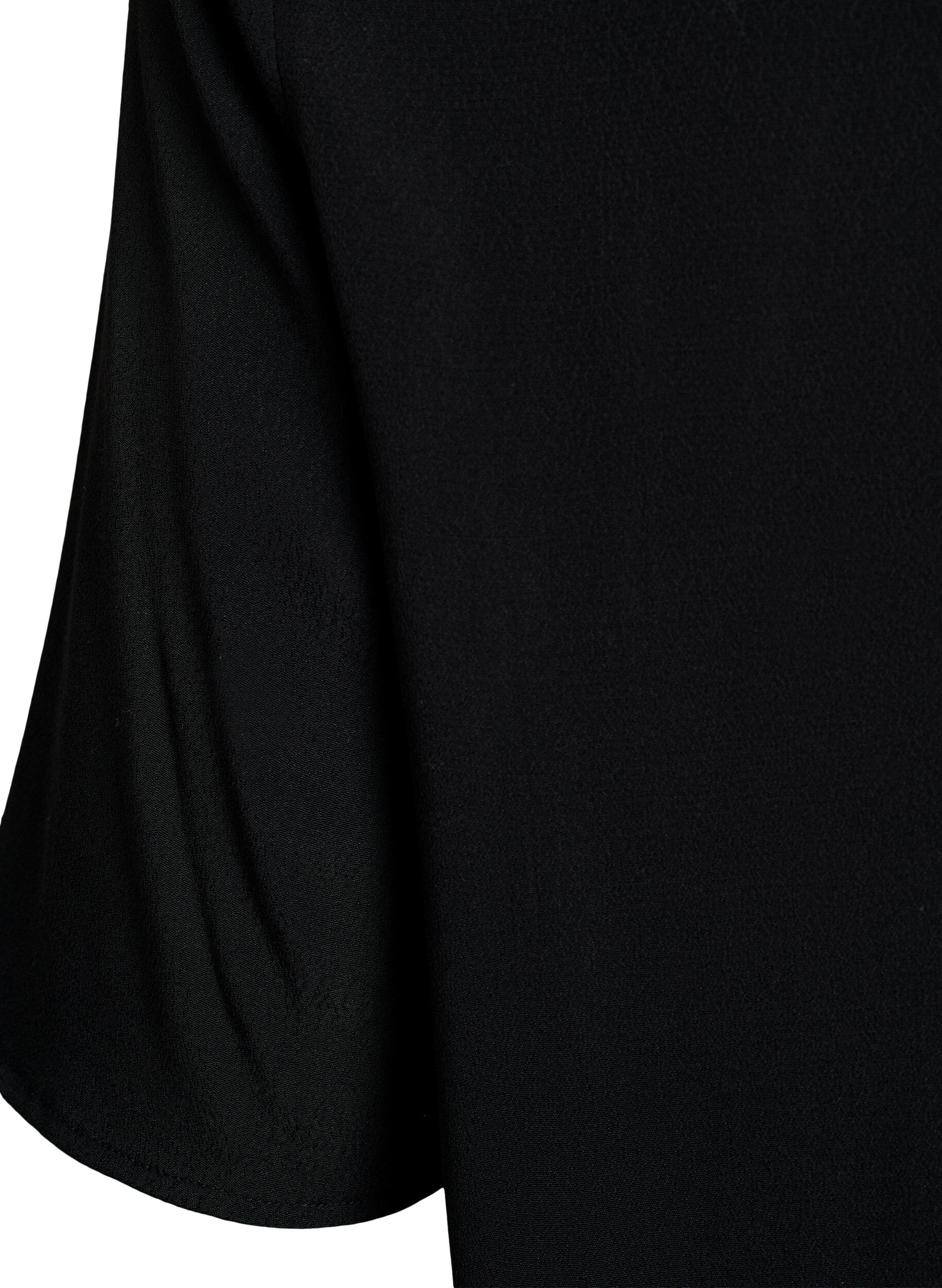 Zizzi Wiskozowa bluzka z kr&oacute;tkim rekawem i nadrukiem, Czarne, Packshot image number 3