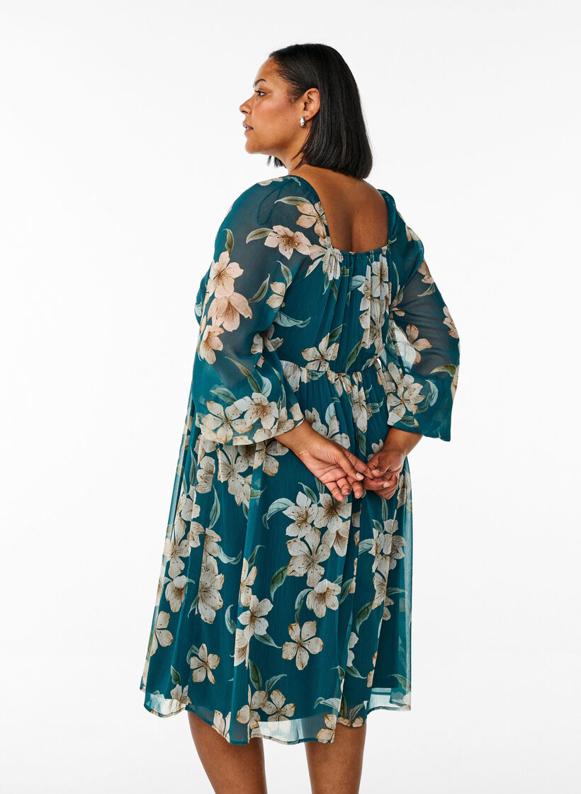 Szyfonowa sukienka imprezowa z dlugim rekawem, Zielony, Model image number 2