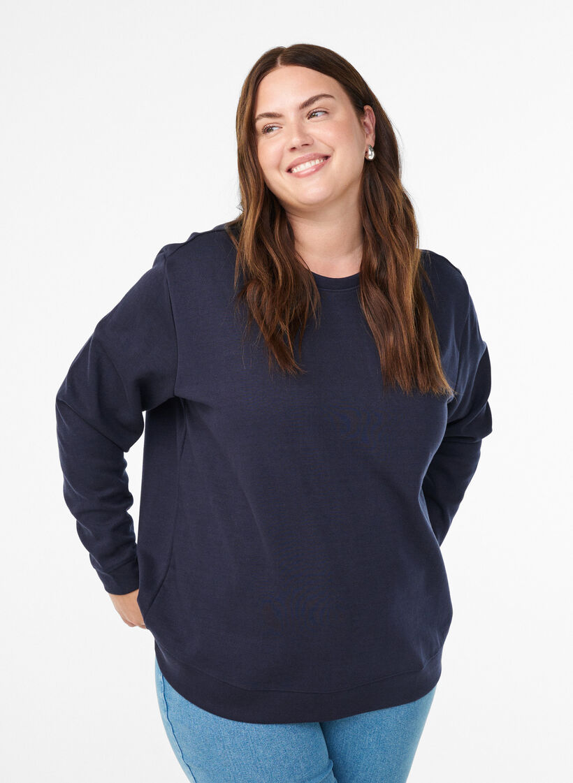 Bluza z okraglym dekoltem, Niebieskie, Model image number 0