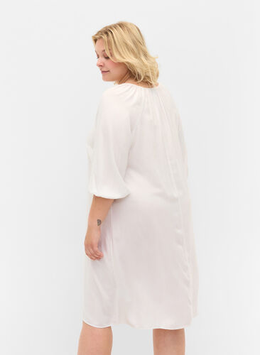Wiskozowa sukienka z dekoltem w szpic, Bright White, Model image number 1