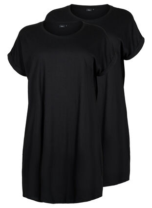 2-pack bawelniana sukienka z krótkimi rekawami, Black/Black, Packshot image number 0
