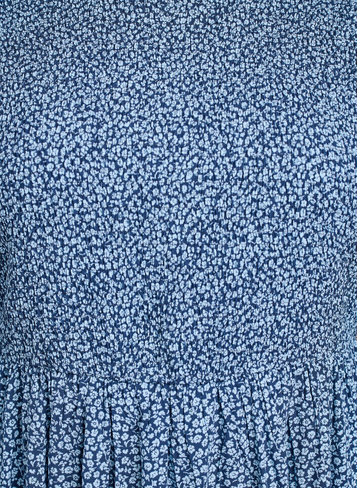 Sukienka z wykonczonym wykolnierzem i kwiatowym wzorem, Niebieskie, Packshot image number 2