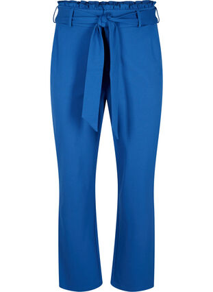 Spodnie z wysokim stanem z falbanami i wiazaniem, Blue Quartz, Packshot image number 0