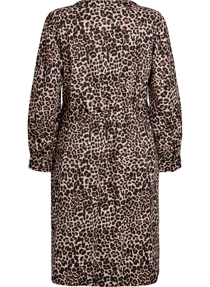 Sukienka z bawelna organiczna z wiazaniem w pasie, Brązowy, Packshot image number 1