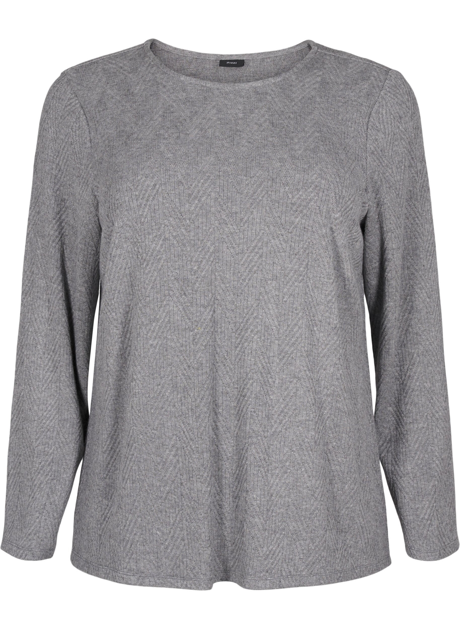 Zizzi Wzorzysta bluzka z dlugimi rekawami, Szary, Packshot image number 0