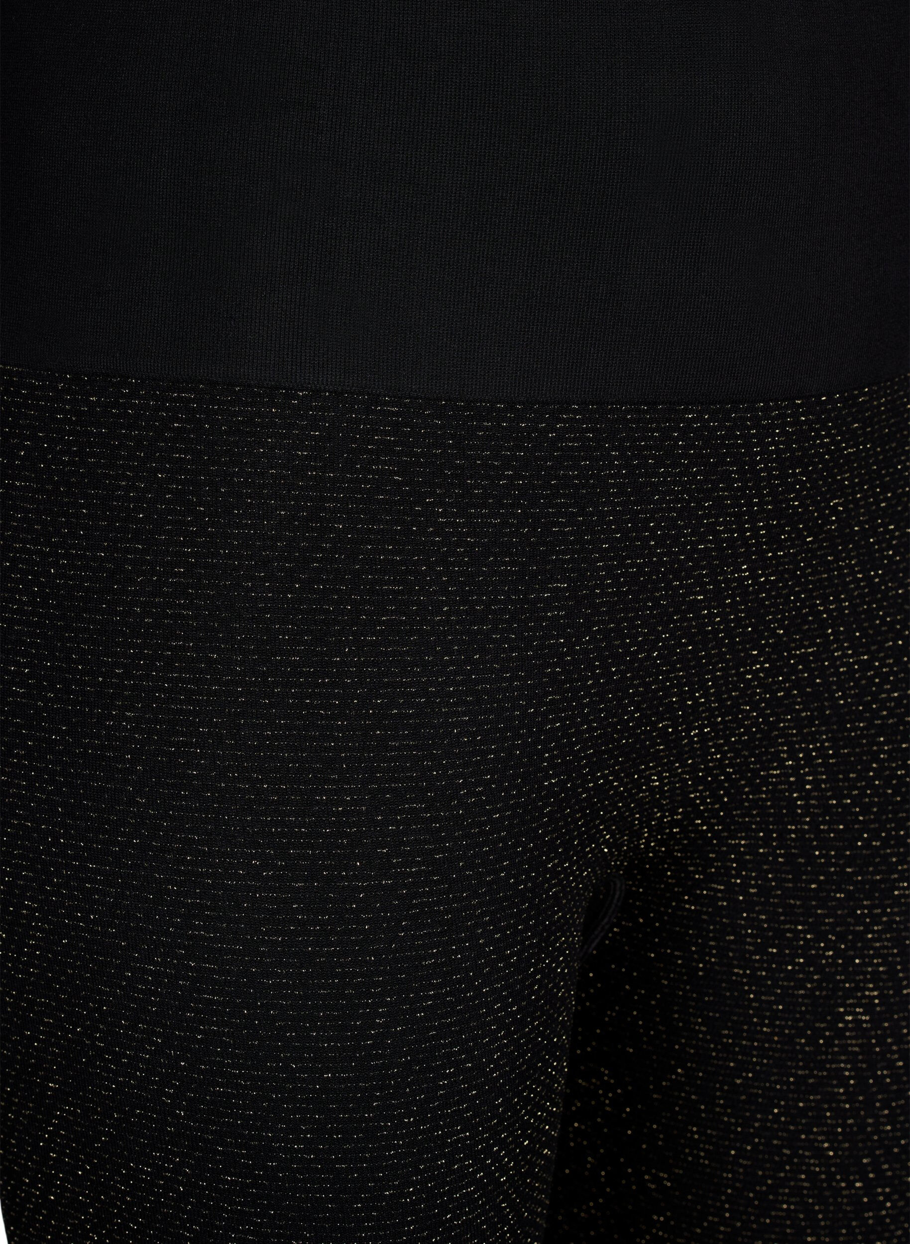 Zizzi Brokatowe legginsy bezszwowe, Black Gold Lurex, Packshot image number 2