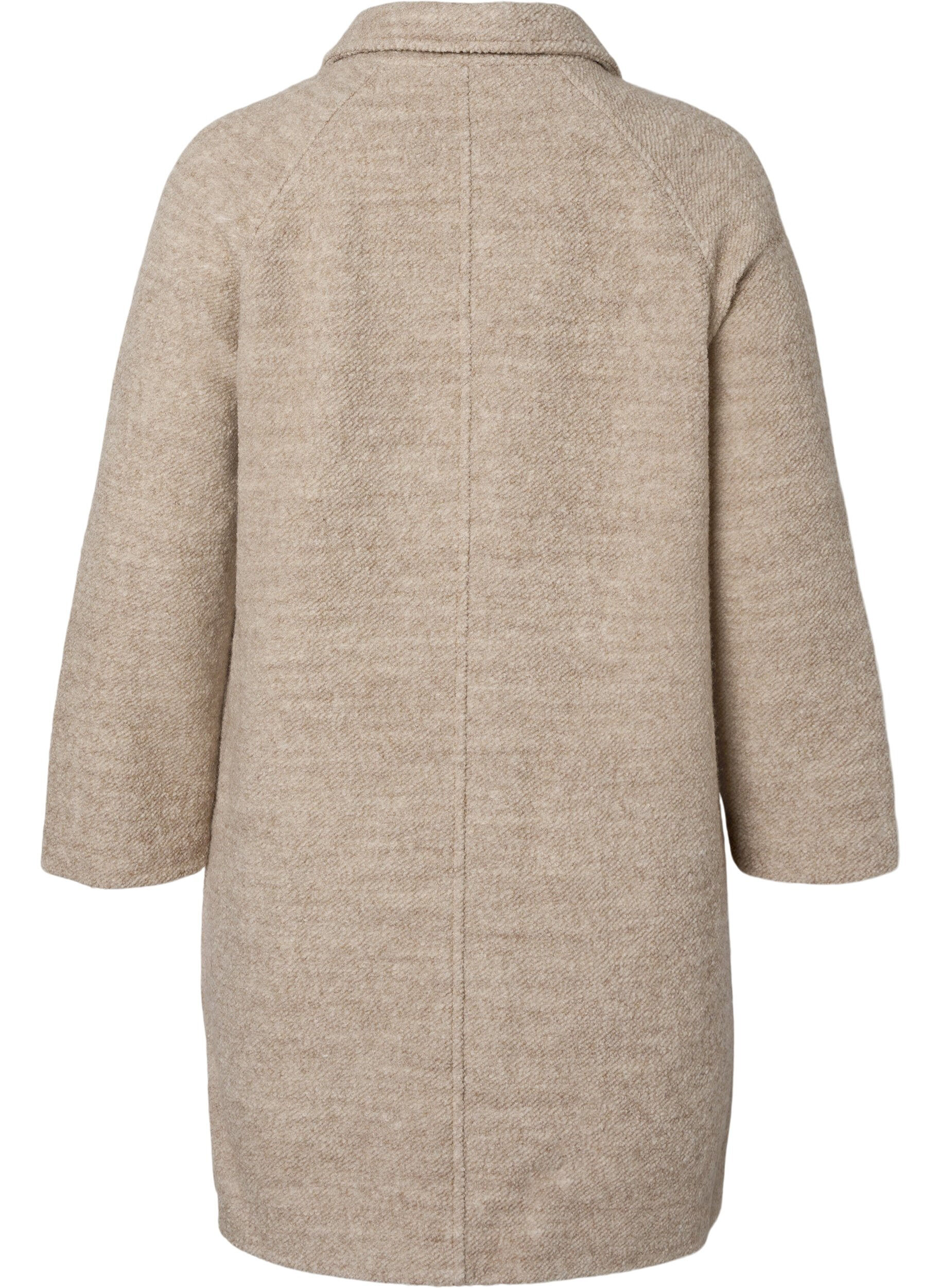 Zizzi Plaszcz boucl&eacute; w krate, zapinany na guziki, Simply Taupe, Packshot image number 1