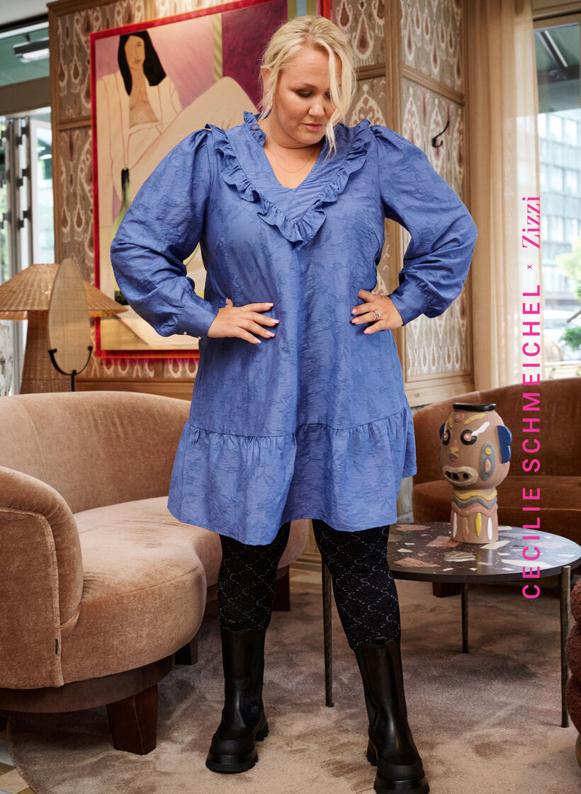 Legginsy bezszwowe ze wzorem w kolorze srebrnym, Black, Image image number 0