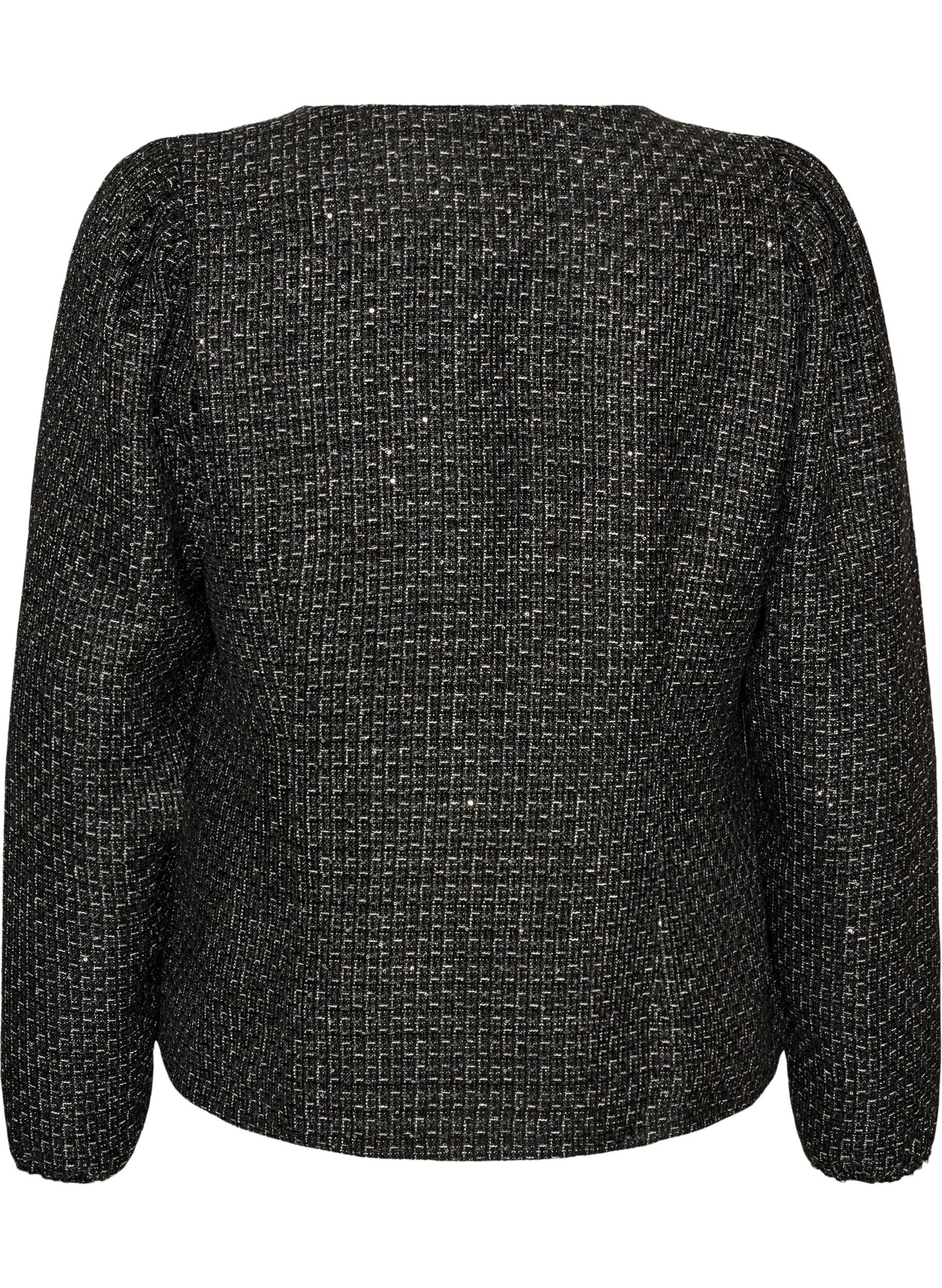 ZizziZakiet boucl&eacute; z cekinami i ozdobnymi guzikami, Czarne, Packshot image number 1