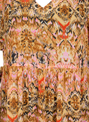 Krótka sukienka z dekoltem w szpic i nadrukiem, Colorful Ethnic, Packshot image number 2