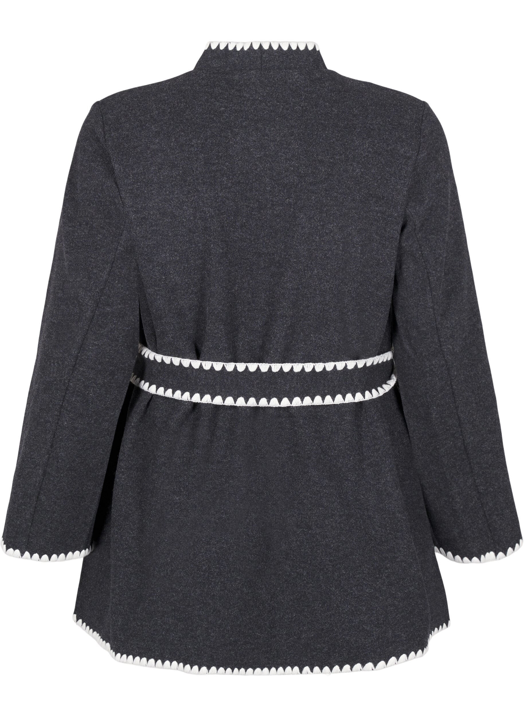 Zizzi Plaszcz z kontrastowymi brzegami, Dark Grey Melange, Packshot image number 1