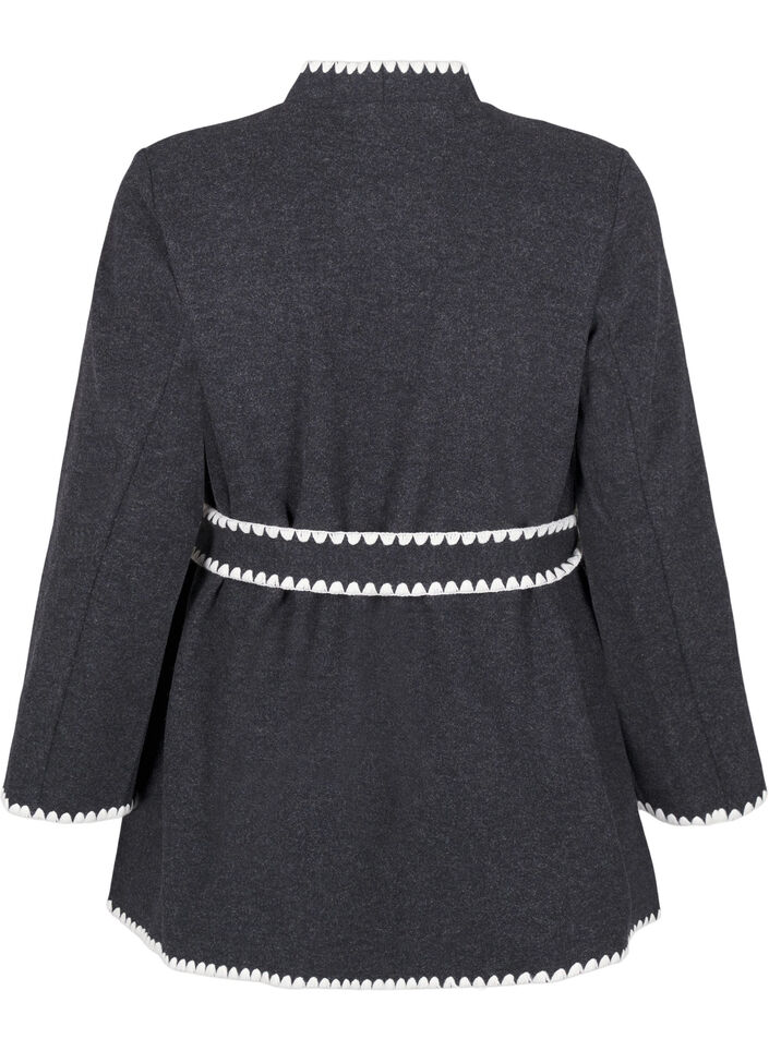 Plaszcz z kontrastowymi brzegami, Dark Grey Melange, Packshot image number 1