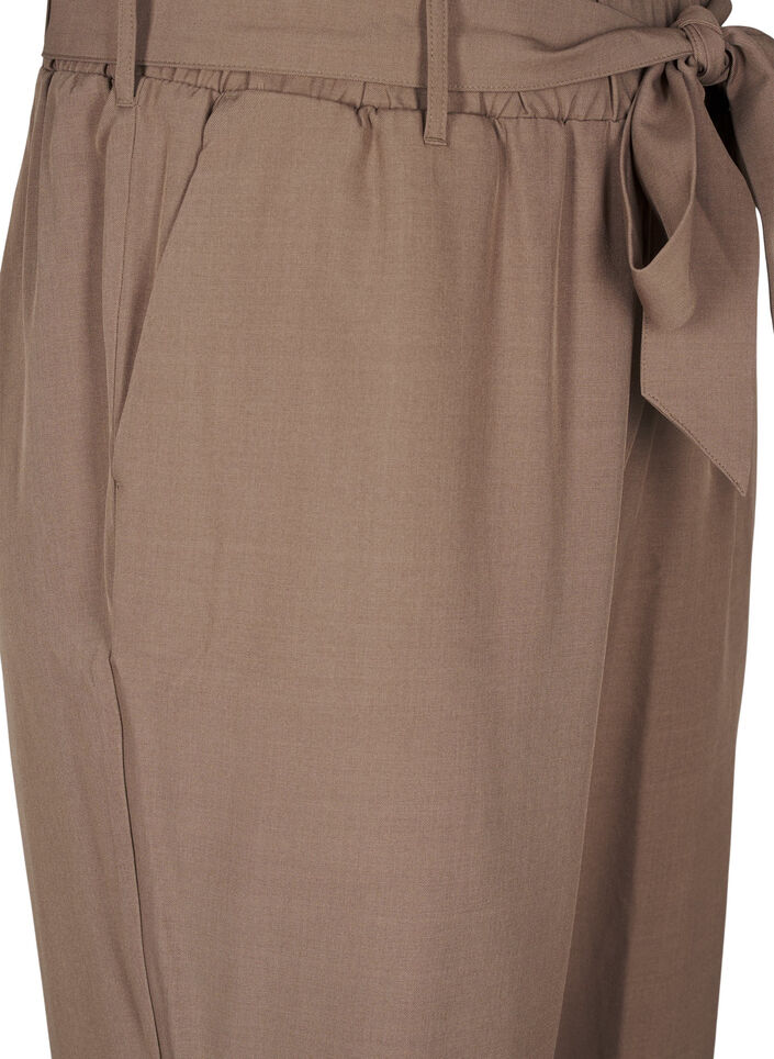 Spodnie z wysokim stanem z marszczeniami i wiazanym paskiem, Walnut Melange, Packshot image number 2