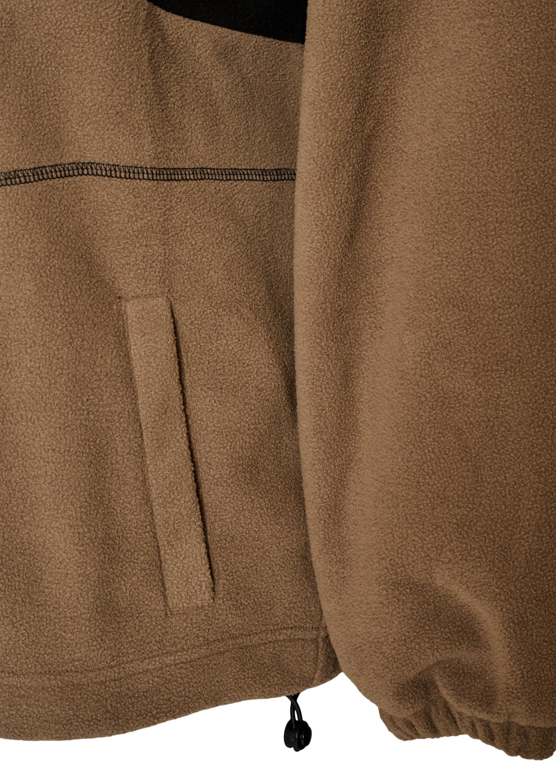 Zizzi**Polarowy anorak z kapturem i kontrastowa wstawka**, Brązowy, Packshot image number 3