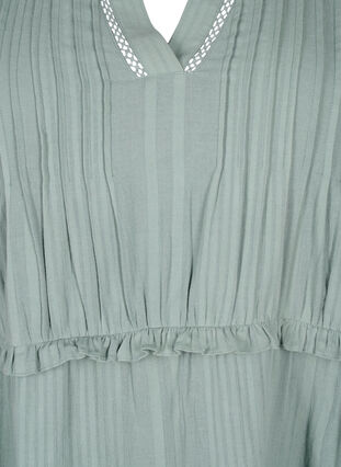 Bawelniana sukienka z rekawem 3/4 i marszczeniami, Chinois Green, Packshot image number 2