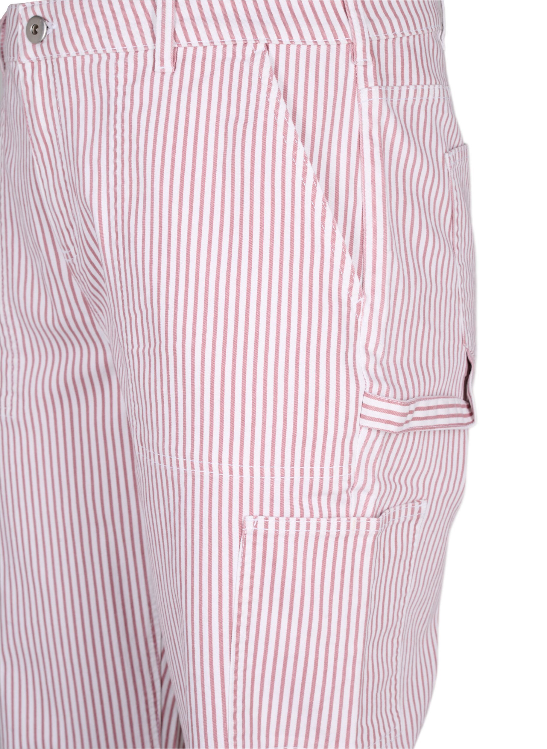 Zizzi  Jeansowe boj&oacute;wki w paski o prostym kroju, Rose White Stripe, Packshot image number 2