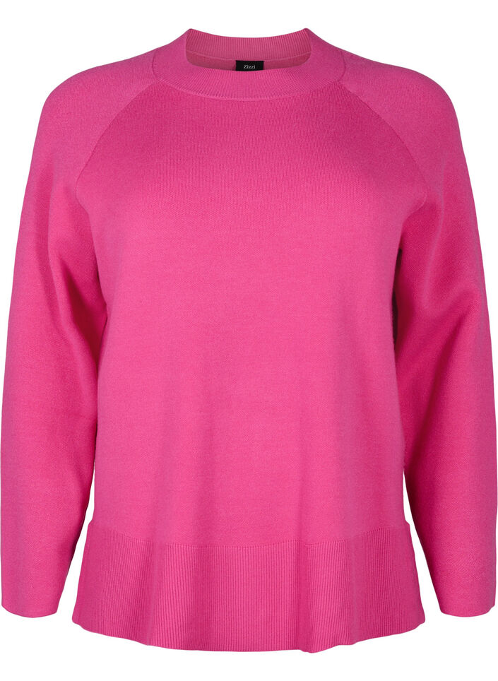 Sweter z mieszanki wiskozy z rozcieciem z boku, Raspberry Rose, Packshot image number 0