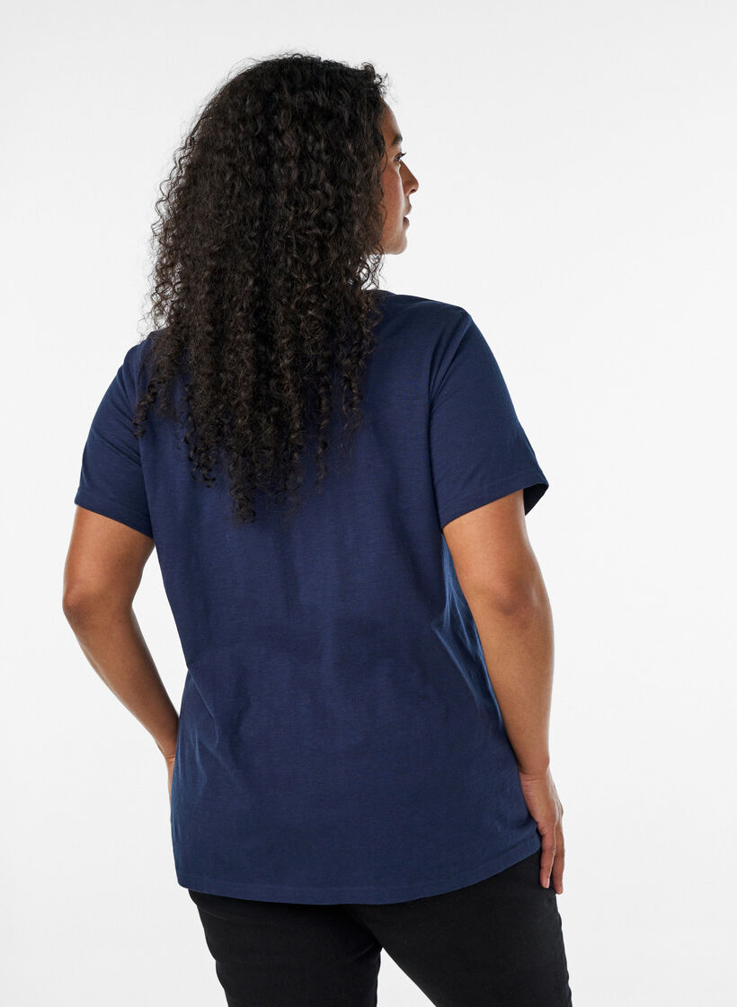 T-shirt z guzikami, Niebieskie, Model image number 2