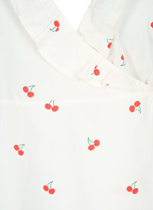 Bawelniana kopertowa bluzka w kwiaty, B. White/Cherry, Packshot image number 2