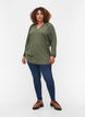 Long-sleeved v-neck blouse with studs, Thyme, Model image number 2