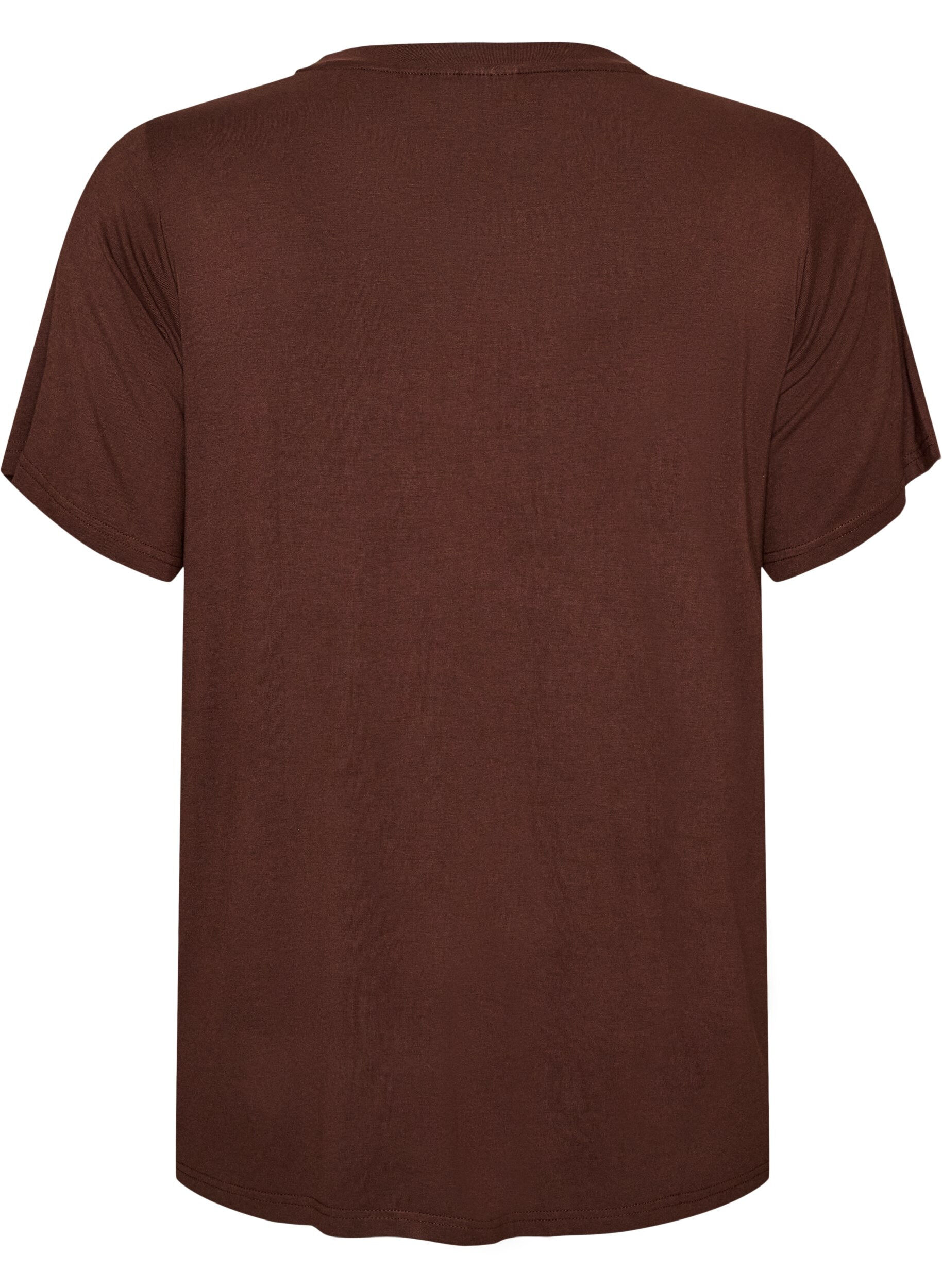 ZizziWiskozowy T-shirt z dzetami, Brązowy, Packshot image number 1