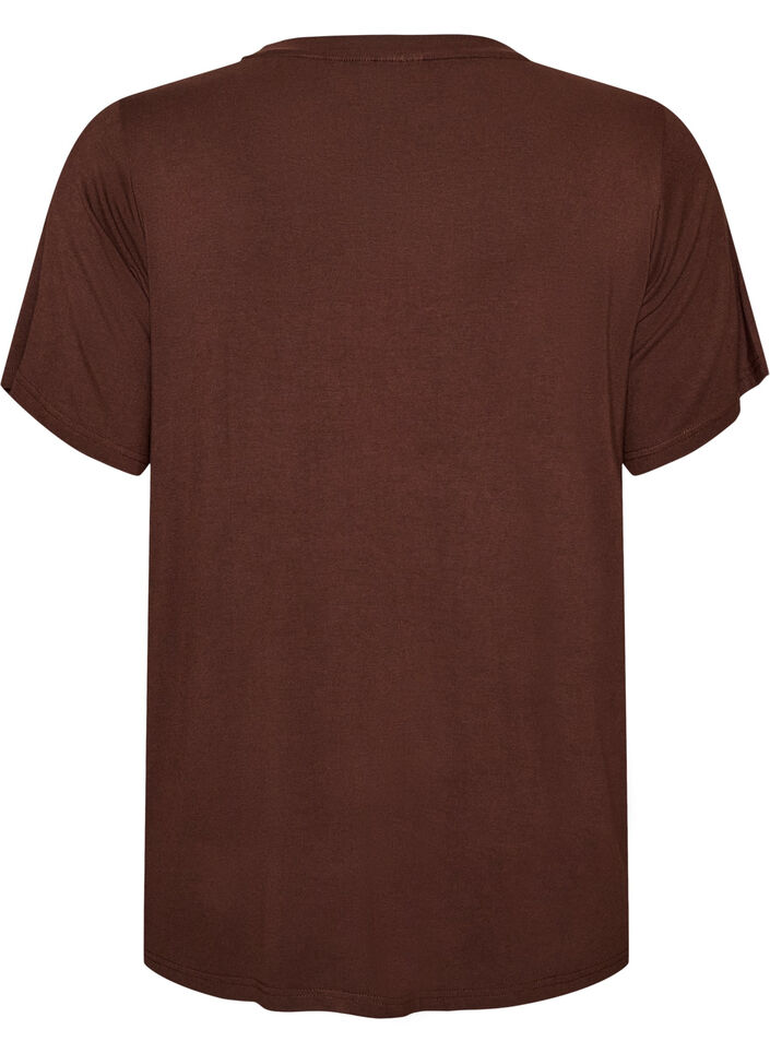 Wiskozowy T-shirt z dzetami, Brązowy, Packshot image number 1