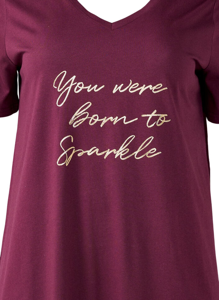 Koszula nocna z bawelny organicznej z dekoltem w szpic, Czerwony, Packshot image number 2