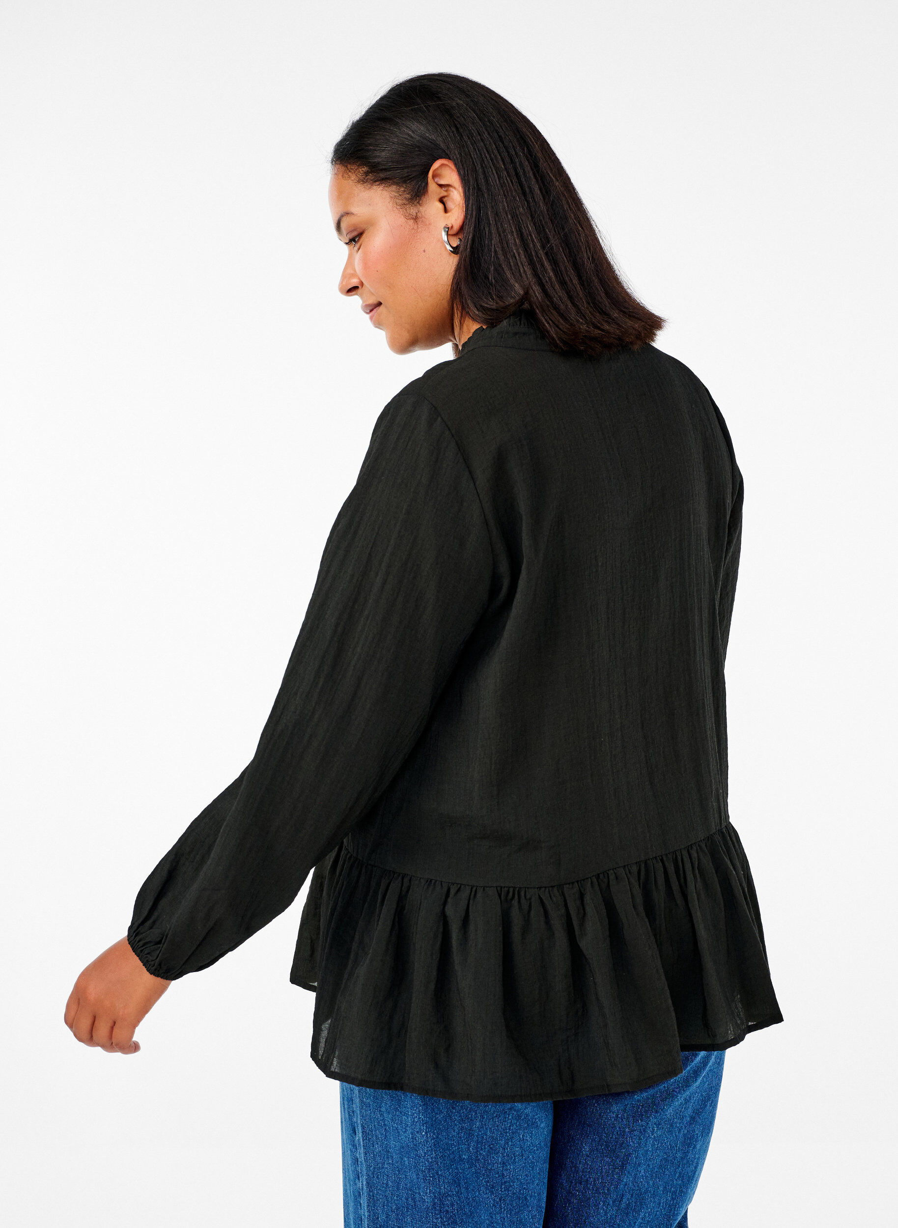 Zizzi Wiskozowa bluzka z&nbsp;peplum, Czarne, Model image number 2