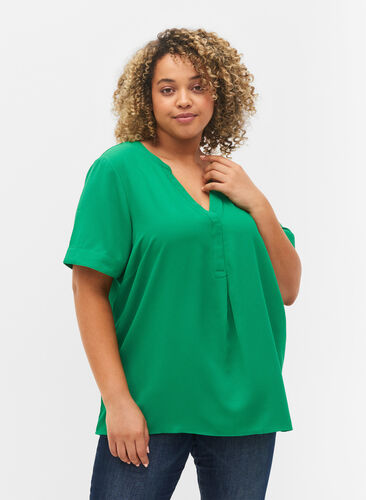 Bluzka z krótkim rekawem i dekoltem w serek, Jolly Green, Model image number 0