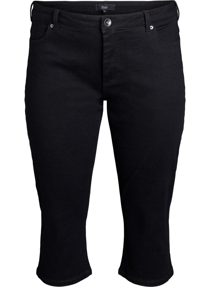Emily slim dopasowane spodnie jeansowe 3/4’, Czarne, Packshot image number 0