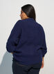 Prazkowany sweter z bufiastymi rekawami i guzikami, Niebieskie, Model image number 2