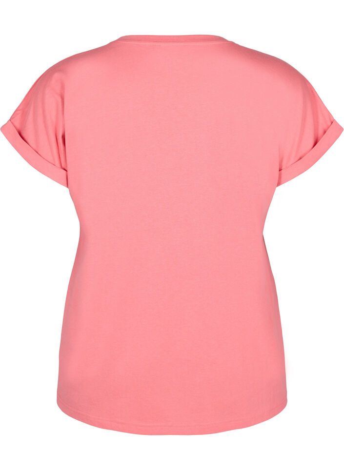 T-shirt z kr&oacute;tkim rekawem z mieszanki bawelny, R&oacute;żowy, Packshot image number 1