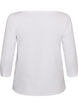 Basicowy T-shirt z dekoltem w l&oacute;dke i rekawami 3/4, Biały, Packshot image number 1