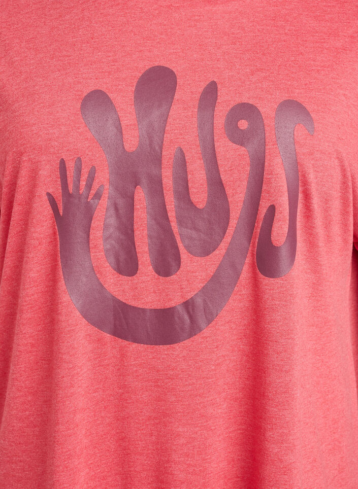 Koszula nocna z krótkim rekawem i nadrukiem tekstowym, Czerwony, Packshot image number 2