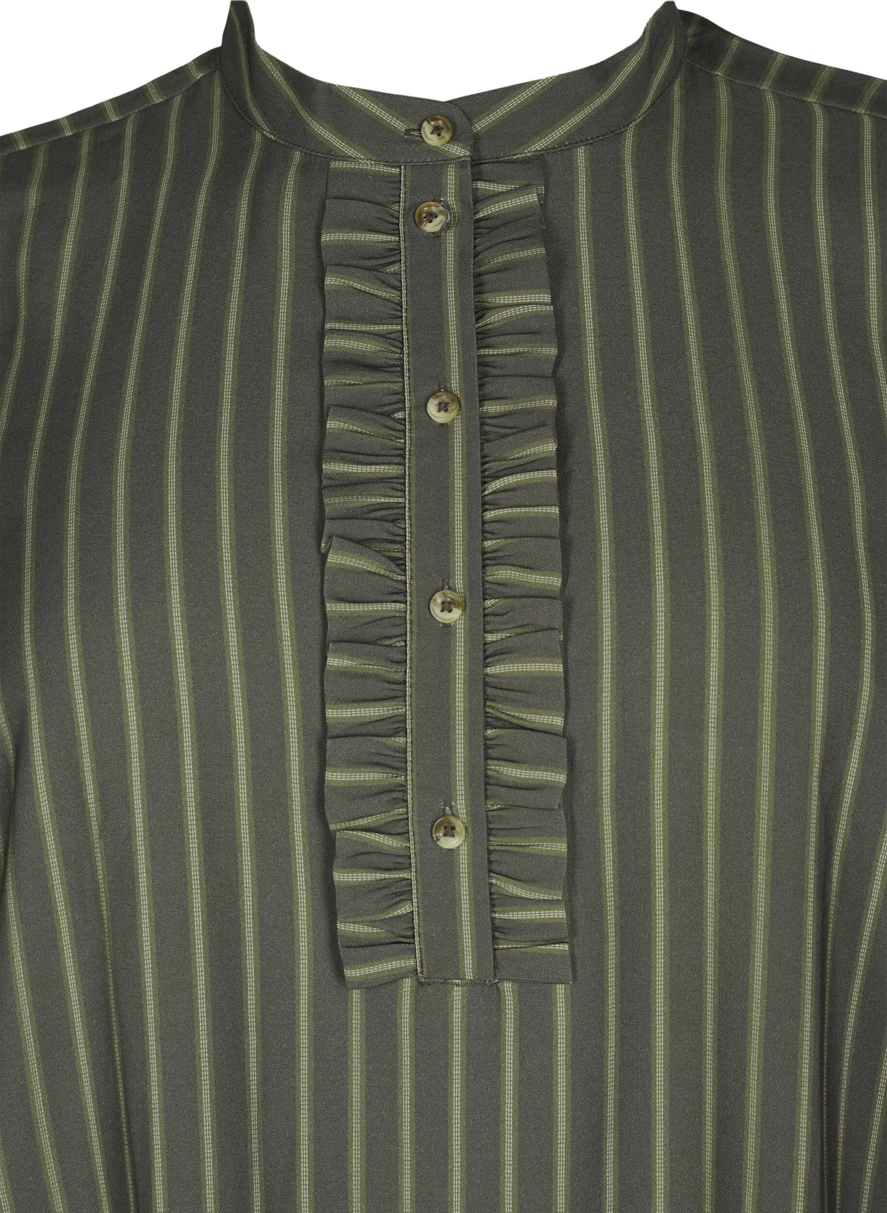 Zizzi Kr&oacute;tka sukienka w paski z falbanka, Thyme Stripe AOP, Packshot image number 2