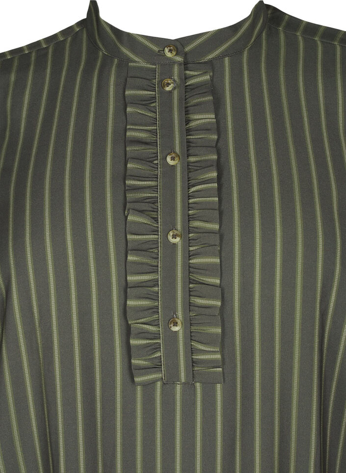 Krótka sukienka w paski z falbanka, Thyme Stripe AOP, Packshot image number 2