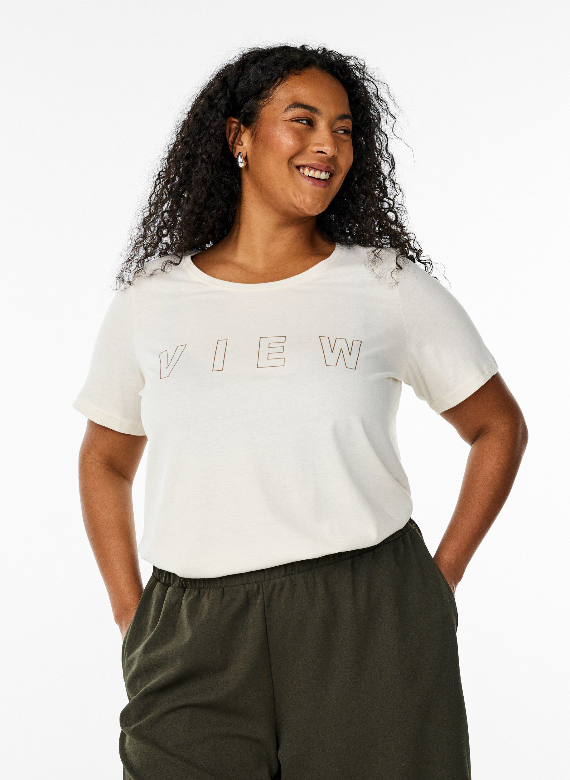 Zizzi FLASH - T-shirt z nadrukiem, Biały, Model image number 0