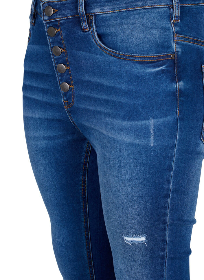  Jeansy Amy z wysokim stanem i guzikami, Blue denim, Packshot image number 2