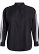 Luzna koszula ze sportowymi paskami na rekawach, Czarne, Packshot image number 0