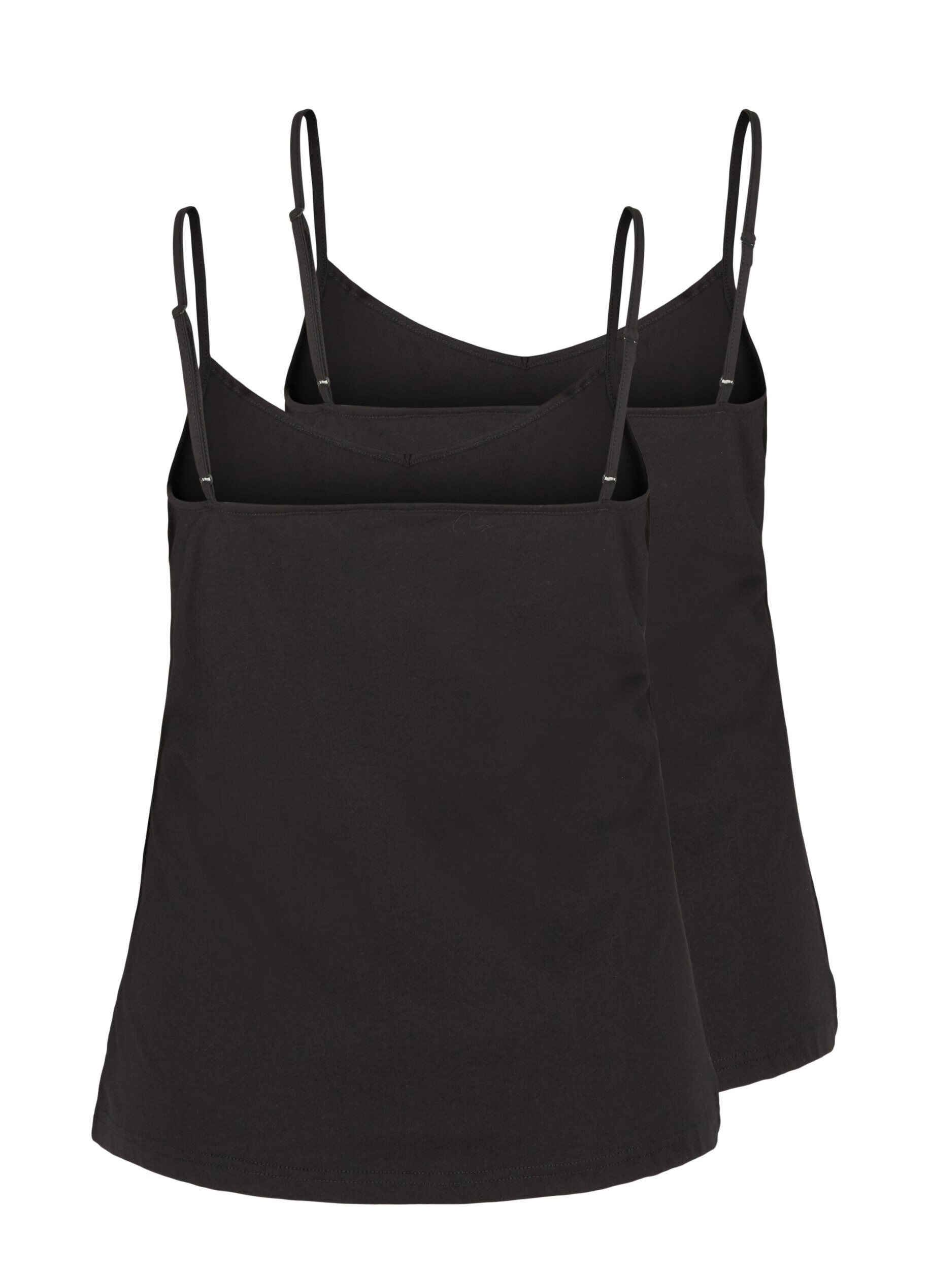 Zizzi 2-pack basic cotton top, Black, Packshot image number 1