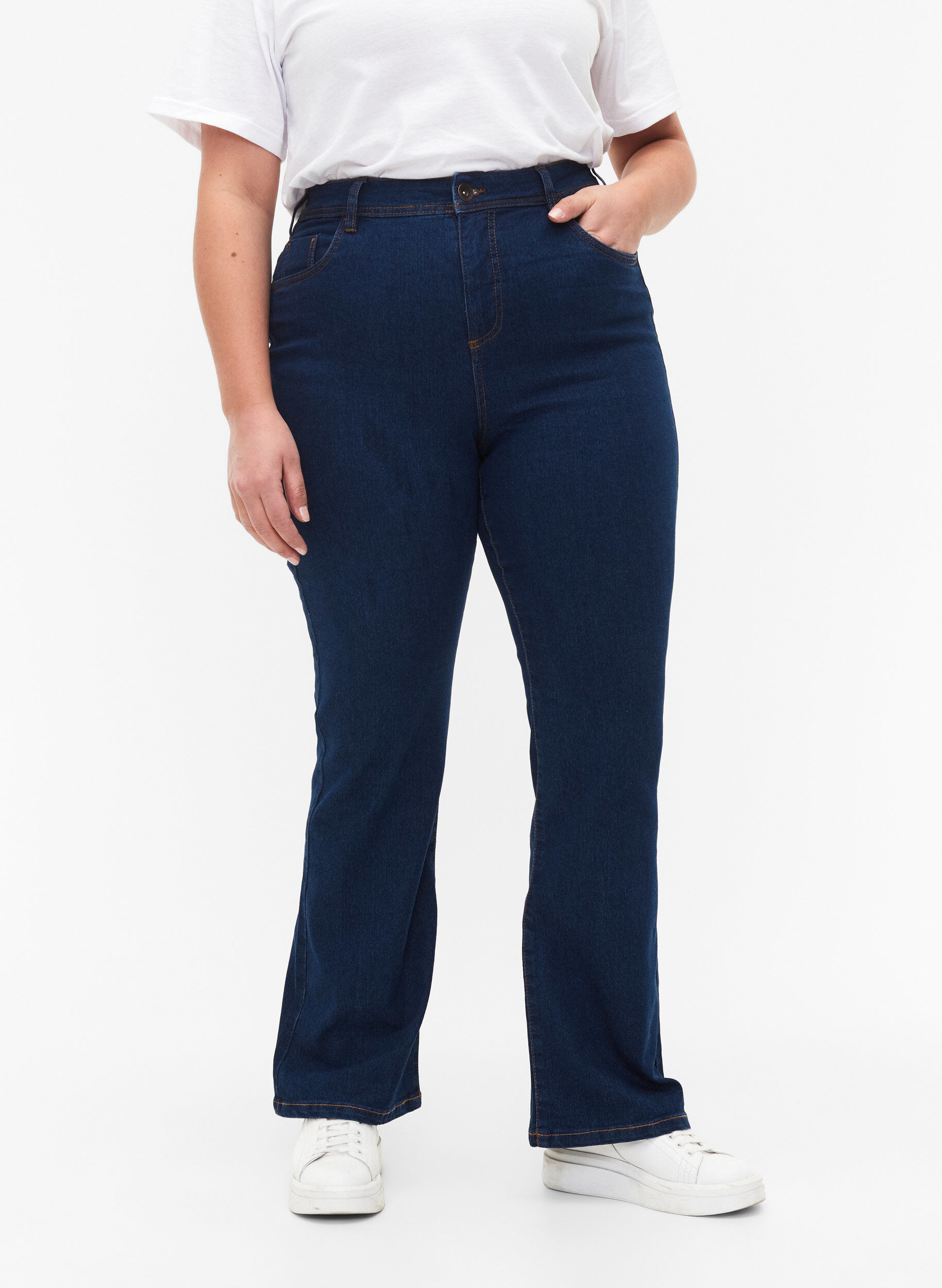 ZizziJeansy o wysokiej talii z rozcieciem na buty, Niebieskie, Model image number 2